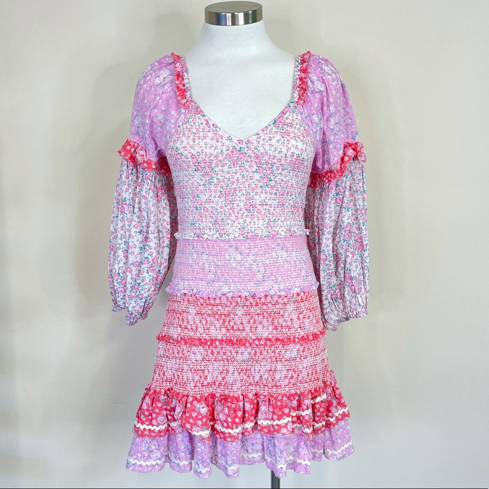 Loveshackfancy Ensley Mini Dress In Strawberry Melange sz Small
